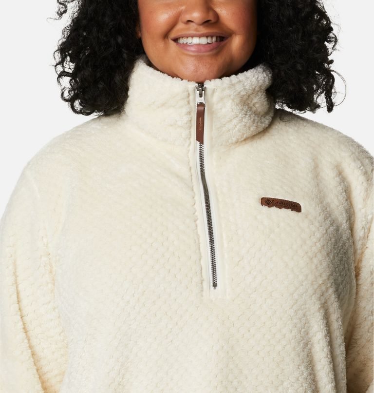 Women's Columbia Fireside Quarter Zip Sherpa Fleece Sweatshirts Cream | Plus Size CA-B43C1